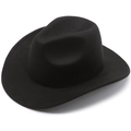 Classic black felt wide brim fedora hat with a vintage jazz style for men and women - Plain Style / Black