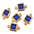 Connettore quadrato dorato con cristallo blu scuro per gioielli fai-da-te, set da 5 - Quadrato / Oro-Blu Reale