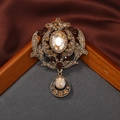 Vintage palace style bronze brooch with champagne rhinestones on brown silk background - Style 11 (Champagne + Bronze)