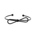 Minimalist matte black cuff bracelet with open bow design and spherical terminal accents - Matte Bowknot / Black