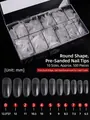 Round matte false nail tips variant set with 500 pieces in ten different sizes - Round / Full Sizes Set approx 500 Pieces