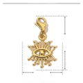 Detailed technical diagram of gold Evil Eye pendant showing 28mm height and 14mm width - YF083-Long Evil Eye Charm