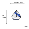 Blue sailboat embroidered patch for clothing DIY decoration, 5.8x6cm nautical theme applique - GZ-2530