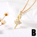 Golden ballerina pendant necklace with rectangular cubic zirconia on a gold chain - B-Ballet Dancer