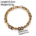 Men's industrial gold stainless steel chain bracelet, 21.5cm length and 8mm width - Bracelet / Gold