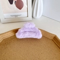 Molla per capelli a mezzaluna in peluche viola su base in legno per inverno - Viola Chiaro