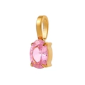 DIY ovaler Anhänger mit rosa Zirkonia, vergoldeter Fassung und kleiner Aufhängeschlaufe - Gold/Rosa Zirkonia