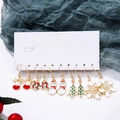 6-pair set of Christmas enamel earrings with reindeer, snowman, and tree charms - 6-Pair Set (E0067-1)