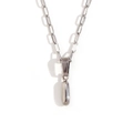 Polished silver stainless steel necklace with capsule pendant and paperclip link chain - Silver-I