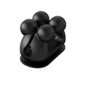 Organisateur de câbles en silicone noir à 4 fentes avec base de bureau adhésive - KS07 Amélioré / Noir
