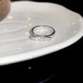 Detailed close-up of a silver bow ring with shimmering cubic zirconia on a white tray - 3D Full Zirconia Bowknot Style (32# Silver)
