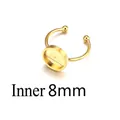 Adjustable golden stainless steel ring base with 8mm round tray for DIY jewelry making - Inner Diameter 8mm / Gold