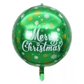Détail d'un ballon de Noël 4D vert de 22 pouces avec flocons d'argent et texte Merry Christmas - Flocon de Neige de Noël 4D Vert