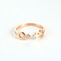 Adjustable rose gold stainless steel ring with male and female gender symbol charms - Gender Symbol-Rose Gold