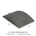 Grey microfiber arch jewelry display stand with 6 slots for bracelets and bangles - Grey Six-Slot Bracelet Tray