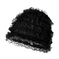 Turbante elegante in pizzo nero elastico con design a strati e rete in stile vintage - Taglia unica / Nero