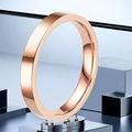 Minimalist 2mm rose gold titanium steel ring with a polished mirror finish surface - US 7 / 4mm / Rose Gold