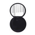 Portable round folding makeup mirror in elegant black finish with slide cover - 7x7cm / Black