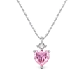 S925 sterling silver necklace with sparkling round diamond and pink heart pendant - 925 Silver / Pink Heart (DY190850-S-W-PK)