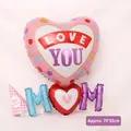 Pink heart and MOM balloon set for Mother's Day party decoration, 70x53cm size - Pink Heart Love You Mom Combination