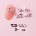 Detalle de dijes para uñas de corazón rosa con alas plateadas, medida 10x4mm visible - Estilo Gema Rosa (AB26 Rosa)