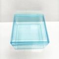 Compact square transparent blue plastic storage box with lid for small items - Square / Blue