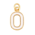 Golden letter O pendant with white enamel finish and small top ring for jewelry - White - Letter O