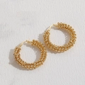 Elegante goldene Perlenohrringe mit einzigartigem Design aus strukturierten Metallkugeln - Perlenumwickelte Ohrringe / 14K Gold