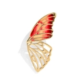 Elegant gold butterfly brooch with vibrant red and orange enamel inlay details - 269# Half Butterfly
