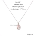 Unregelmäßiger rosa Natursteinanhänger an 18k vergoldeter Edelstahlhalskette - Weißer Jade / Stahlfarbe