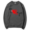 Dark charcoal sweatshirt featuring a red heart puzzle with me and you text print - Dark Gray (Pattern 2)
