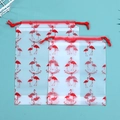 Frosted drawstring bag set with flamingo print and red cord for travel storage - Flamingo (30*35cm)