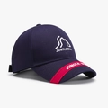 Berretto da baseball blu navy con ricamo montagna e bordo rosso per sport e tempo libero - Regolabile / Blu navy