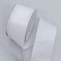 White iridescent glitter ribbon with secure overlock edges for DIY Christmas gift wrapping - 4cm / White