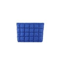 Minimalist blue quilted cloud clutch bag for women with square texture and soft padding - Blue