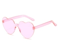 Chic pink heart-shaped rimless sunglasses with translucent lightweight PC frames - Pink