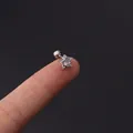 Delicate silver star-shaped cartilage stud earring with sparkling zircon inlays - Silver Starburst Shape Style (354-10#S)