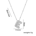 Silver iced-out bubble letter E pendant necklace with 40cm plus 5cm chain measurements - Steel Color Letter E with Zirconia