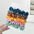 6-pack of elegant French satin scrunchies in assorted silk-like colors on a display card - 3# Vintage Dark Colors 6Pcs Set