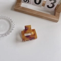 French style tortoise shell acetate hair claw clip in square amber and brown pattern - Caramel color