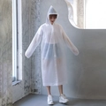 Reusable white translucent EVA raincoat with hood and snap buttons for outdoor travel - 16 Silk White