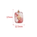 Pink stone rectangular pendant with gold vintage cross and sizing 17mm by 12.5mm - Rectangle Rose Quartz - Cross