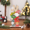 Décoration de table NOEL en bois avec gnome et motifs festifs de Noël rouge et vert - NOEL / Coloré