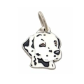 Dalmatian dog charm pendant with black spotted enamel finish and silver metal ring - 23 Dalmatian