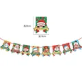Christmas bunting banner with reindeer and snowman patterns, 3m string length - Forest Friends Cartoon Illustration Banner (SLQ012)