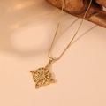 Macro detail of golden Celtic knot pendant with white gemstone on fine snake chain - Gold Style 8 (C417)
