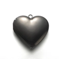 Polished black 316L stainless steel heart locket pendant with smooth mirror finish - Black