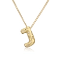 Collana placcata oro con ciondolo lettera J e zirconi scintillanti su uno sfondo bianco - Lettera J