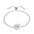 Bracelet ajustable doré fleur serti de zircons brillants avec fermoir coulissant - Style de Fleur à Huit Pétales (Or Blanc 6)