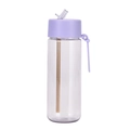 740ml Tritan straw bottle with lavender purple lid, golden straw and silicone handle - 740ml / Taro Purple